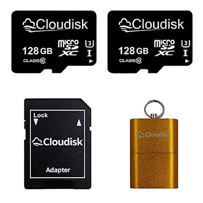 Cloudisk 128GB: Pack of 2 Micro SD Card with SD Adapter and – Front View