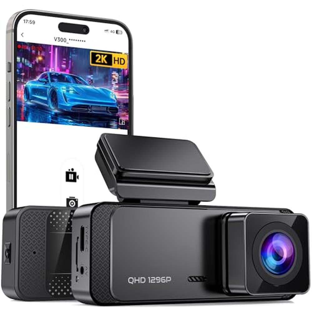 Dash Camera: V300 1296P Front Dashcam WiFi – Front View