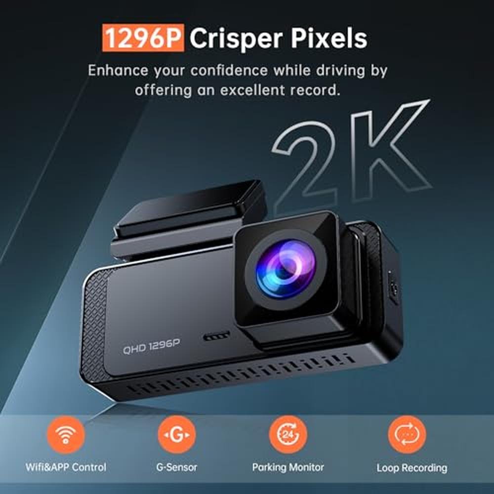Dash Camera: V300 1296P Front Dashcam WiFi – Side View