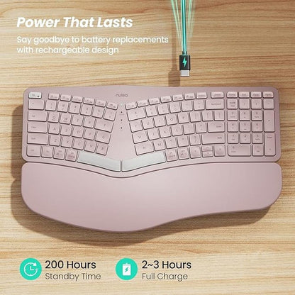 Keyboard Nulea: Nulea RT05B Wireless Ergonomic Keyboard – Close-up Detail
