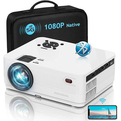 Projector Roconia: Roconia 5G WiFi Bluetooth Native 1080p – Front View