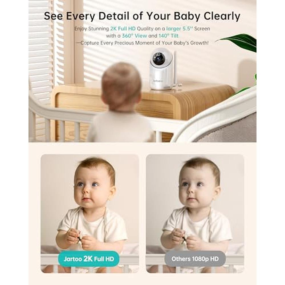 Baby Monitor: Jartoo 2K Video Baby Monitor with Camera and – Side View