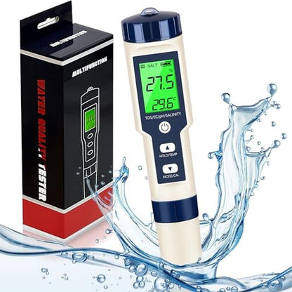 Premium 5-in-1 Digital Water Tester for Accurate pH – Front View