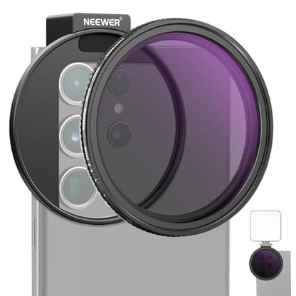 Clip Variable: Neewer 67mm Clip On Variable ND2-32 Phone – Front View