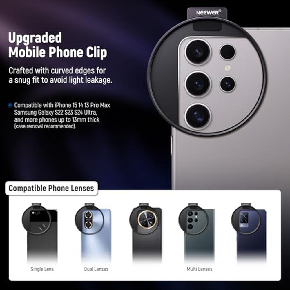 Clip Variable: Neewer 67mm Clip On Variable ND2-32 Phone – Close-up Detail