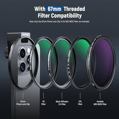 Clip Variable: Neewer 67mm Clip On Variable ND2-32 Phone – In Use