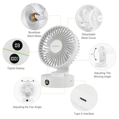 Fan Small: EASEBREEZ Desk Fan Quiet Operation Lightweight – Side View