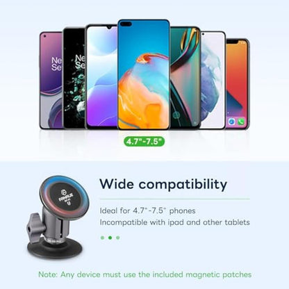 Car Phone Mount: FANAUE Magnetic Car Mount Single Socket Arm – Side View