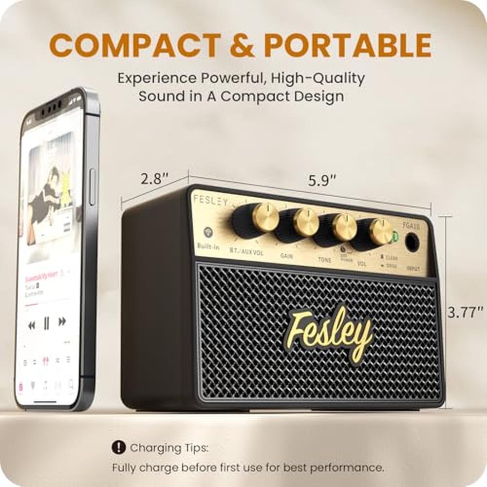 Guitar Amp: Fesley Mini 10W Portable Recharged Guitar – Side View