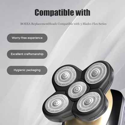 Premium 5-Blade Shaver Replacement Heads for Bald Men – Side View