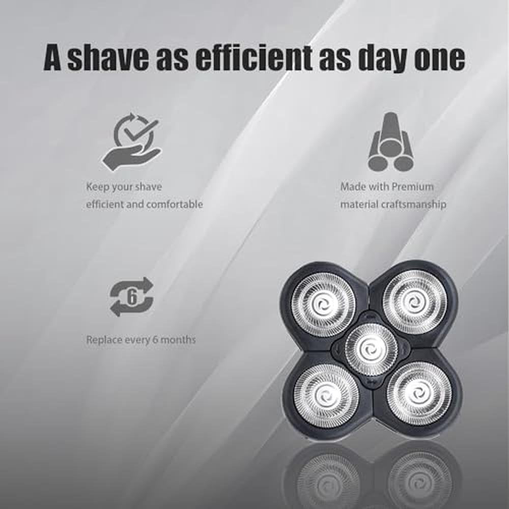Premium 5-Blade Shaver Replacement Heads for Bald Men – Close-up Detail