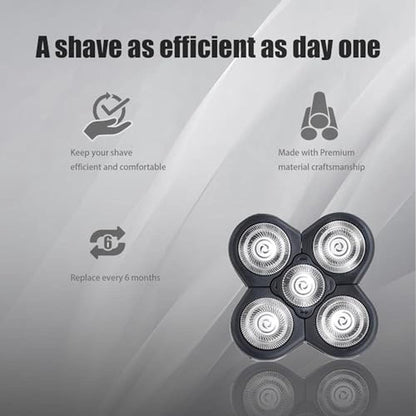 Premium 5-Blade Shaver Replacement Heads for Bald Men – Close-up Detail