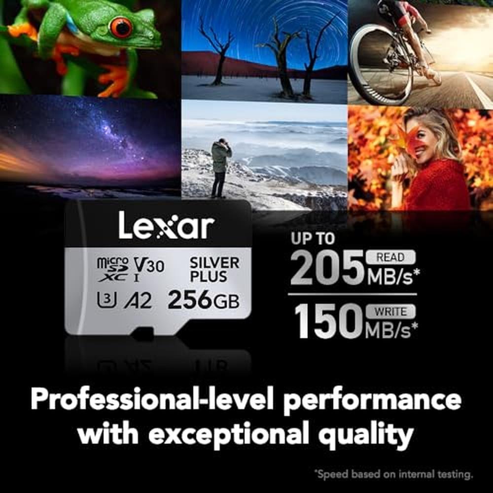 Lexar 256GB Professional Silver Plus Micro SD Card – Side View
