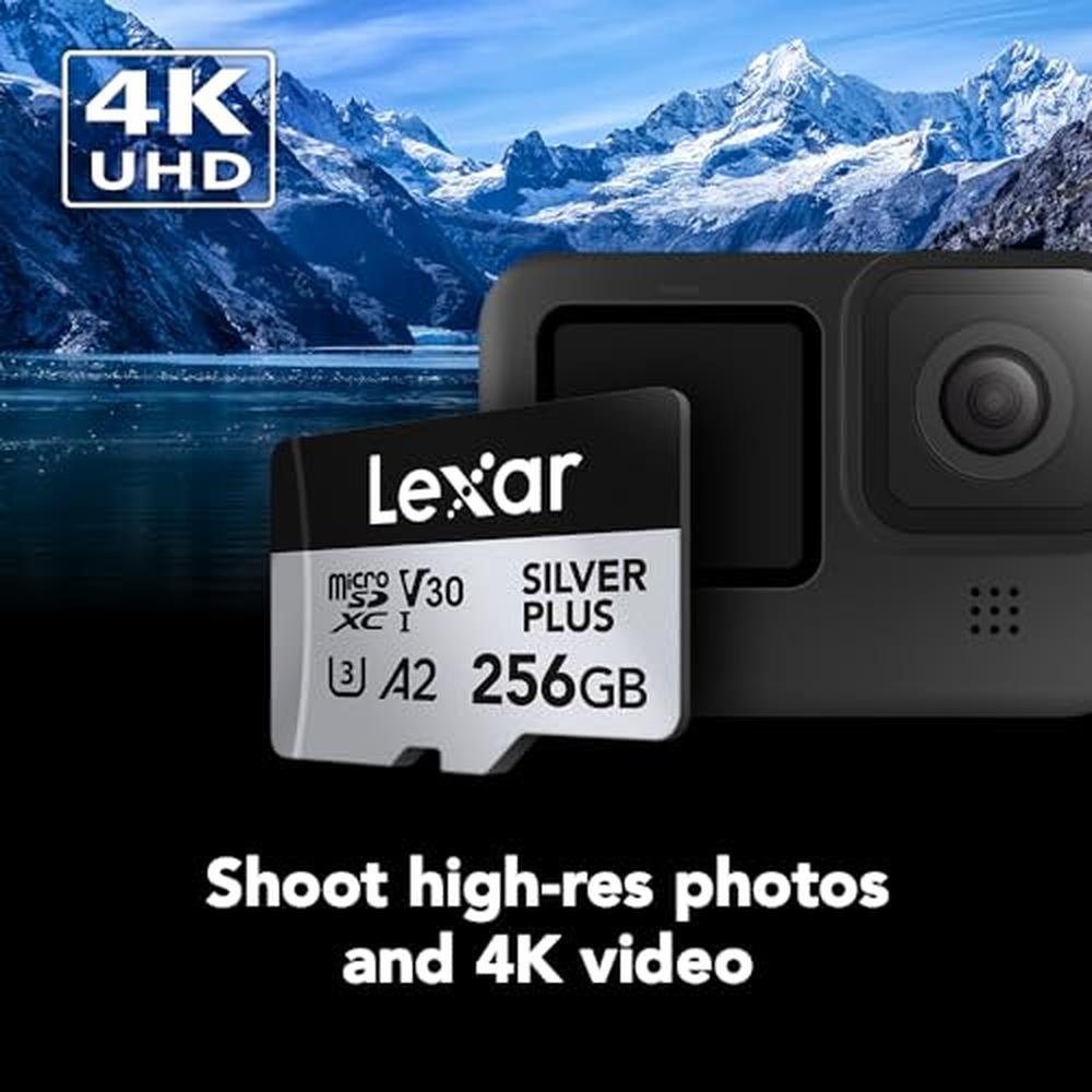 Lexar 256GB Professional Silver Plus Micro SD Card – Close-up Detail