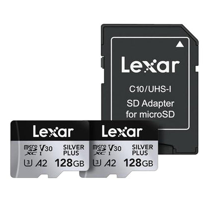 Lexar 128GB: Professional Silver Plus Micro SD Card UHS-I – Front View
