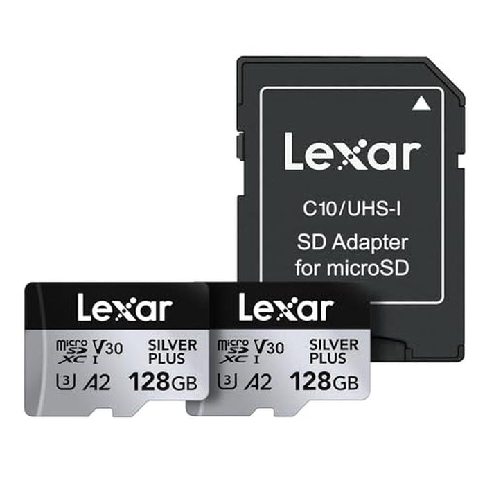 Lexar 128GB: Professional Silver Plus Micro SD Card UHS-I – Front View