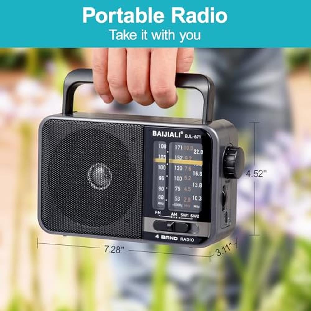 Radio Portable: BJL-671 AM/FM Transistor Radio with Loud – In Use
