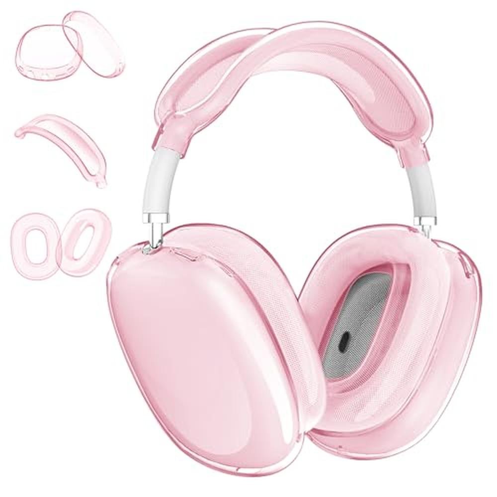Case Cover for AirPods Max: Aircawin Clear Pink 3-in-1 Soft – Front View