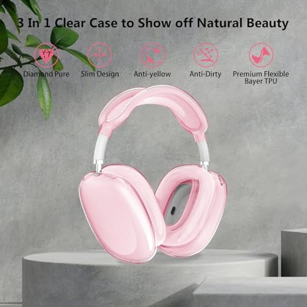 Case Cover for AirPods Max: Aircawin Clear Pink 3-in-1 Soft – Side View