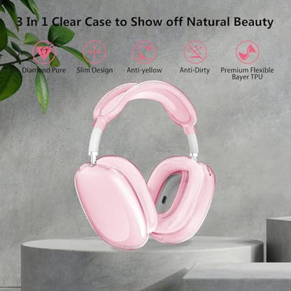 Case Cover for AirPods Max: Aircawin Clear Pink 3-in-1 Soft – Side View