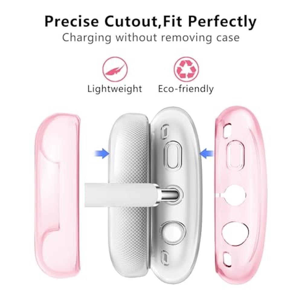 Case Cover for AirPods Max: Aircawin Clear Pink 3-in-1 Soft – Close-up Detail
