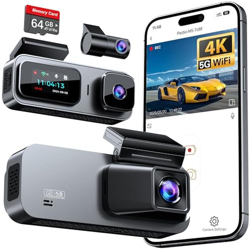1080p Dash Cam: Anyski 3 Channel 4K Front and Rear Camera – Front View
