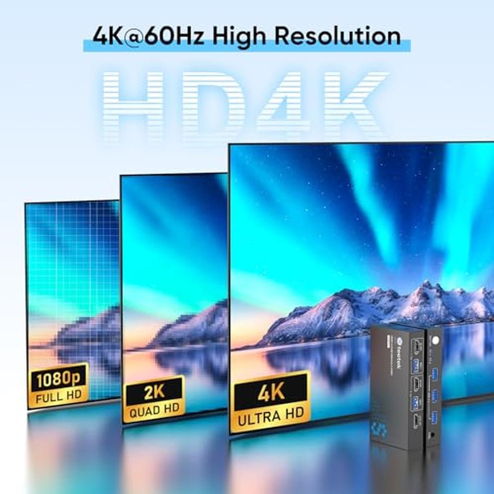 KVM Computers: USB 3.0 HDMI KVM Switch 1 Monitor 2 Computers – In Use