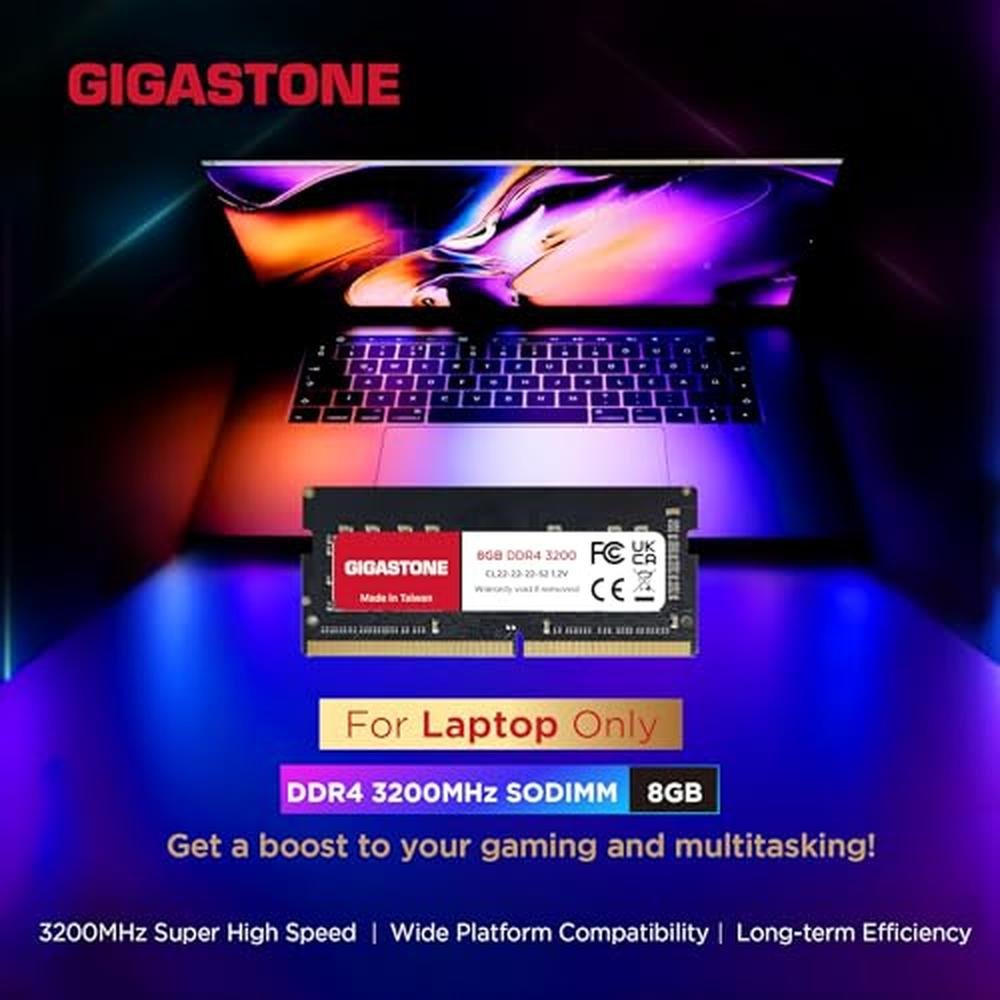 DDR4 PC4-25600: GIGASTONE 16GB Kit 2x8GB DDR4 3200MHz – Side View