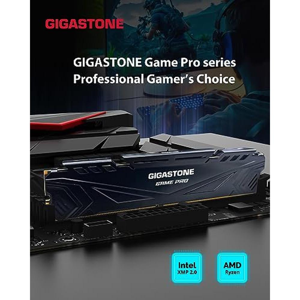 DDR4 RAM: GIGASTONE Game PRO 32GB Kit 4x8GB DDR4 3200MHz – Side View
