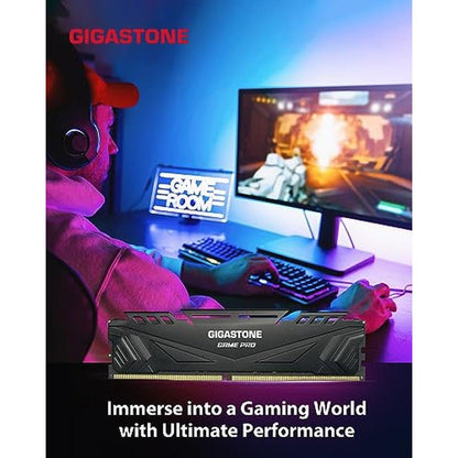DDR4 RAM: GIGASTONE Game PRO 64GB Kit 4x16GB DDR4 3200MHz – Close-up Detail