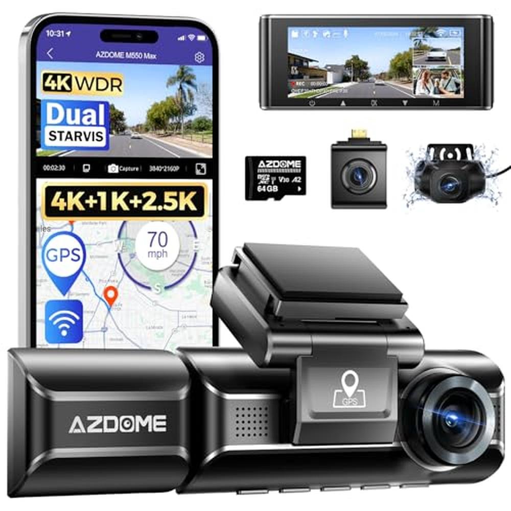 AZDOME M550 Max 4K 3 Channel Dash Cam – Front View