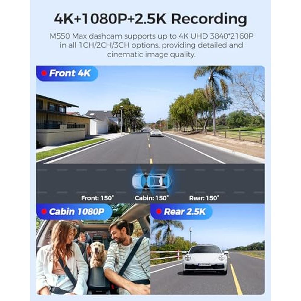 AZDOME M550 Max 4K 3 Channel Dash Cam – Side View