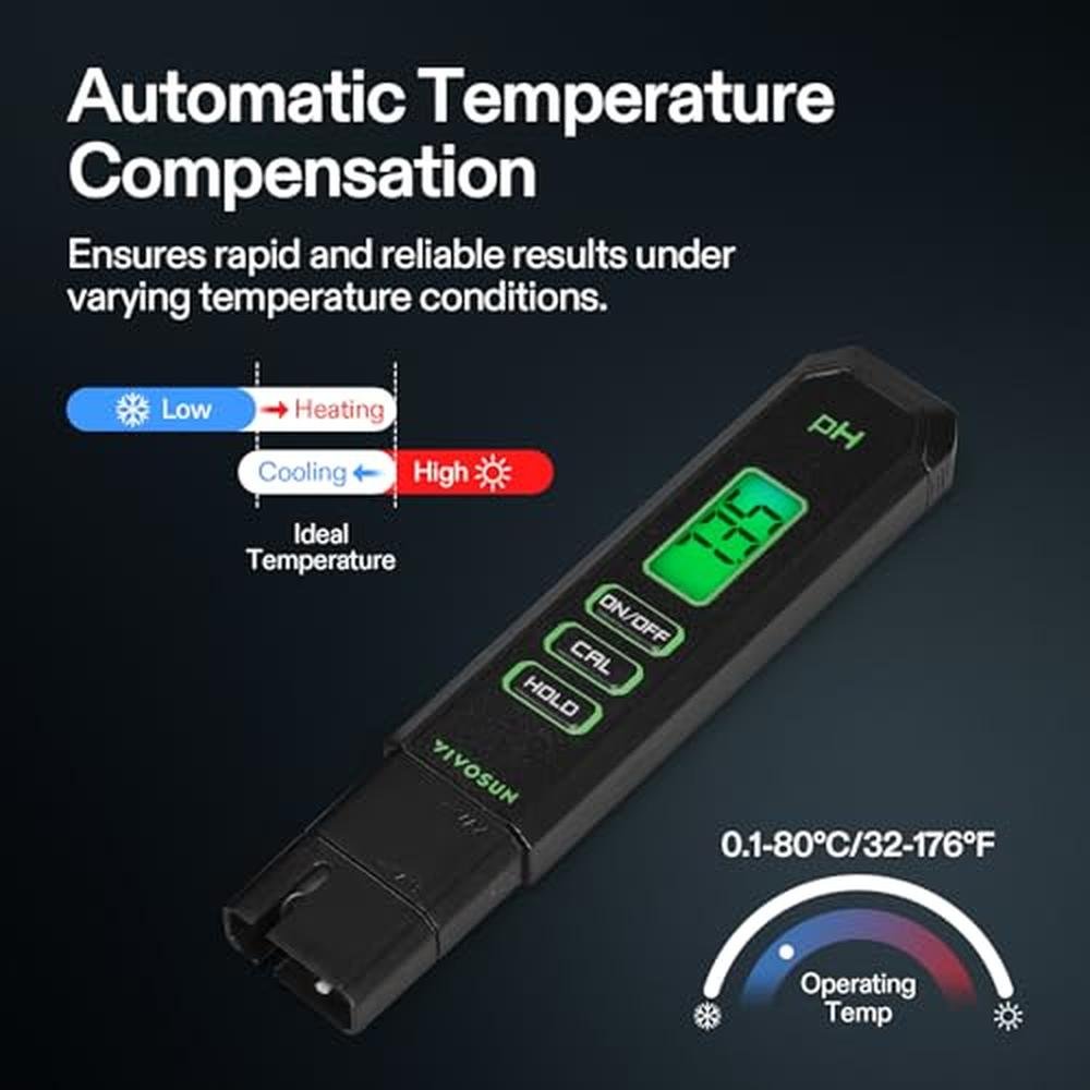 Vivosun Digital pH Meter: High Accuracy Pen-Type pH Tester – Close-up Detail