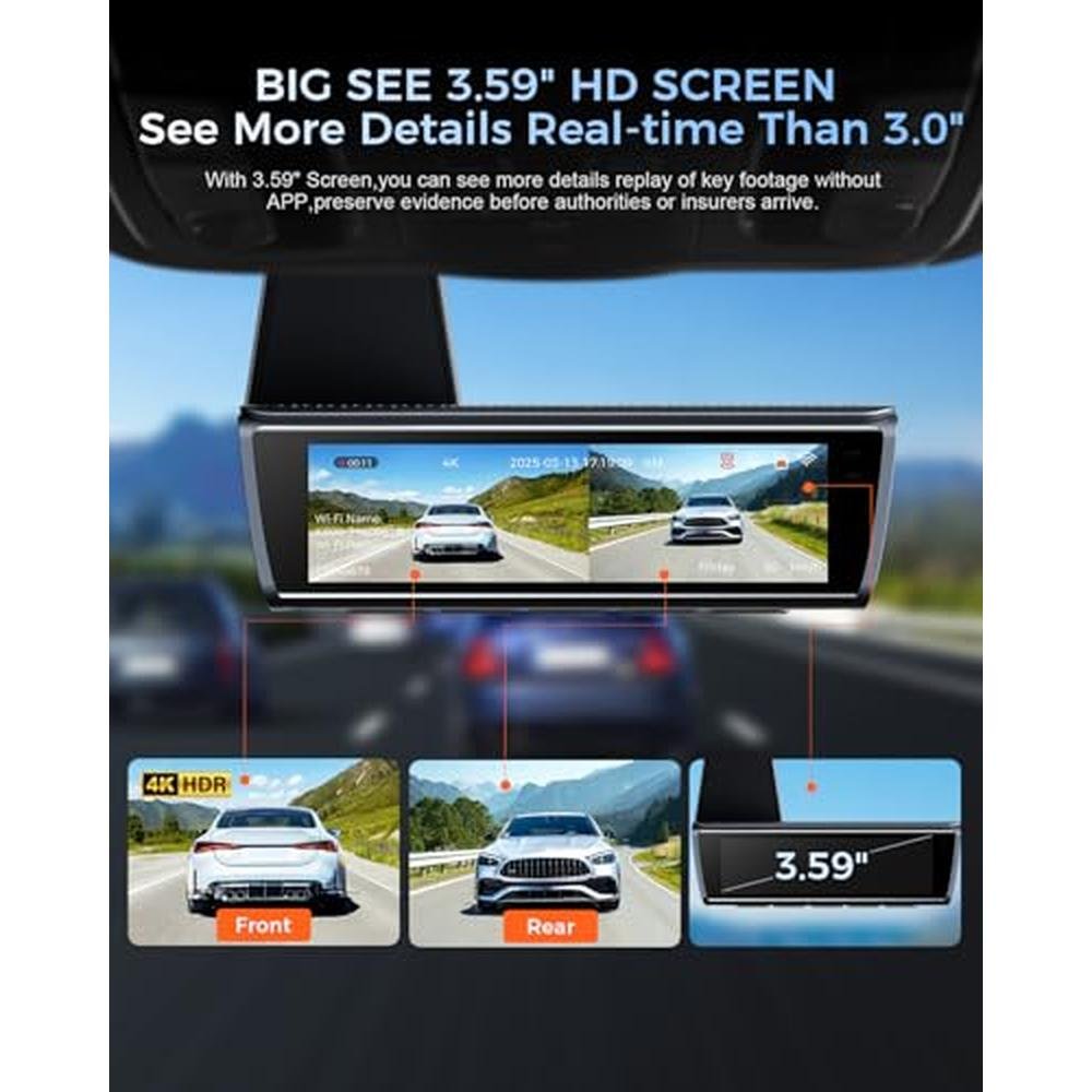 OVAMAN K600 4K Dash Cam: Front and Rear Camera with GPS – In Use
