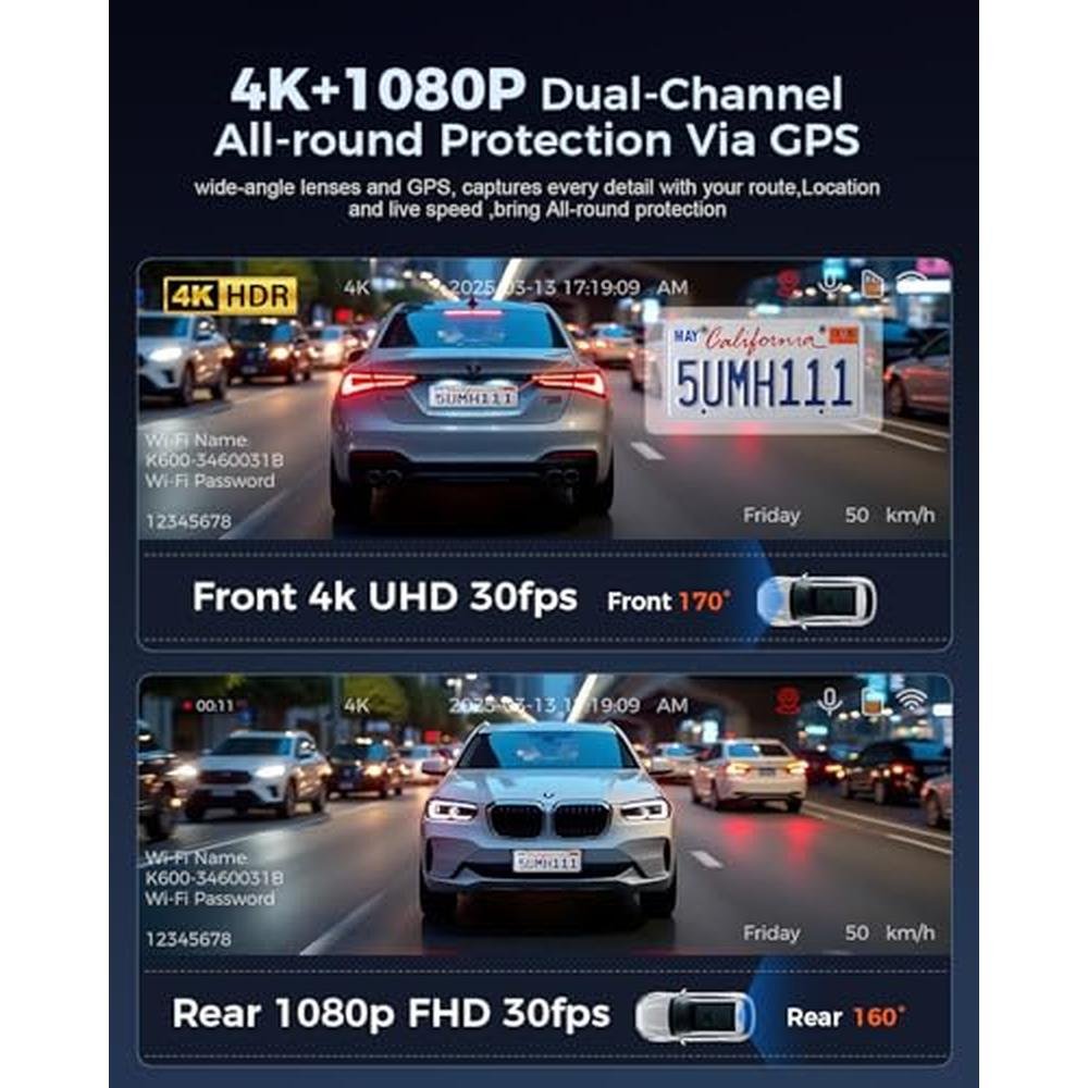 OVAMAN K600 4K Dash Cam: Front and Rear Camera with GPS – Packaging
