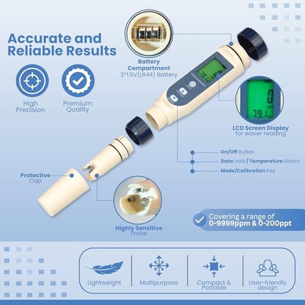 Digital Salinity Meter for Pools – Side View