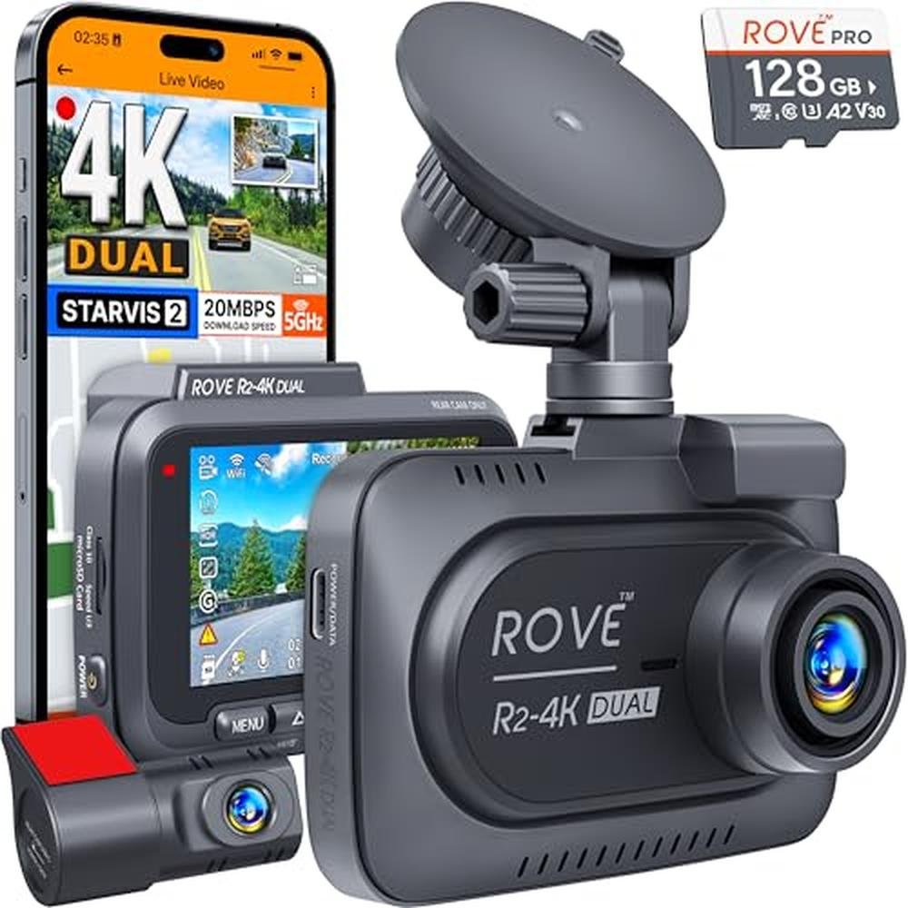 Rove R2-4K Dual Dash Cam: Front and Rear STARVIS 2 Sensor – Front View