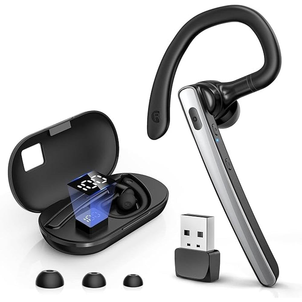 Bluetooth Headset V5.3: Wireless Bluetooth Earpiece with – Front View