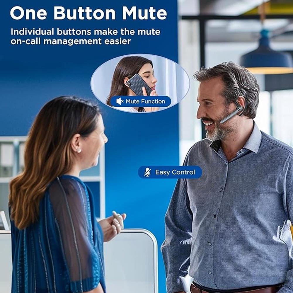 Bluetooth Headset V5.3: Wireless Bluetooth Earpiece with – Side View