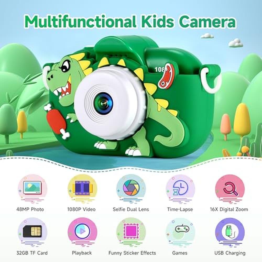 Premium 48MP Kids Camera with 1080P HD Video and Instant – Side View