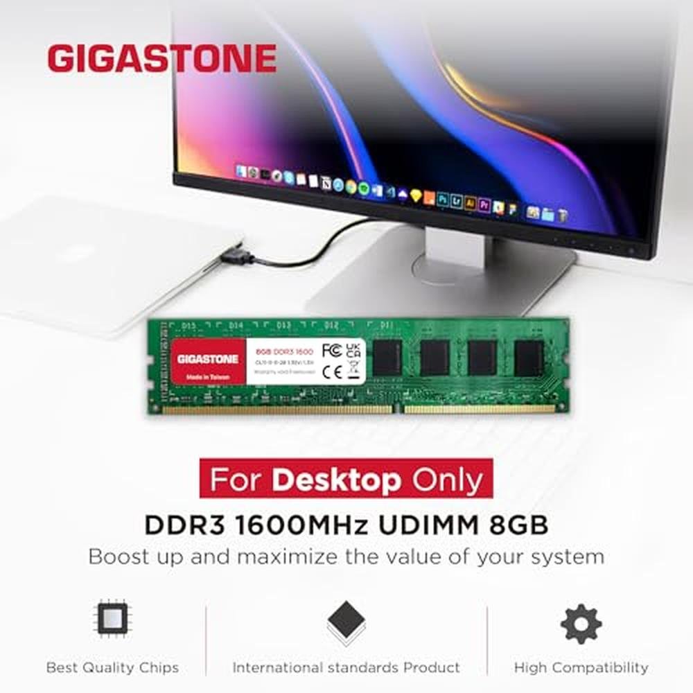 DDR3 PC3: GIGASTONE 128GB Kit 16x8GB DDR3 RAM 1600MHz – Side View