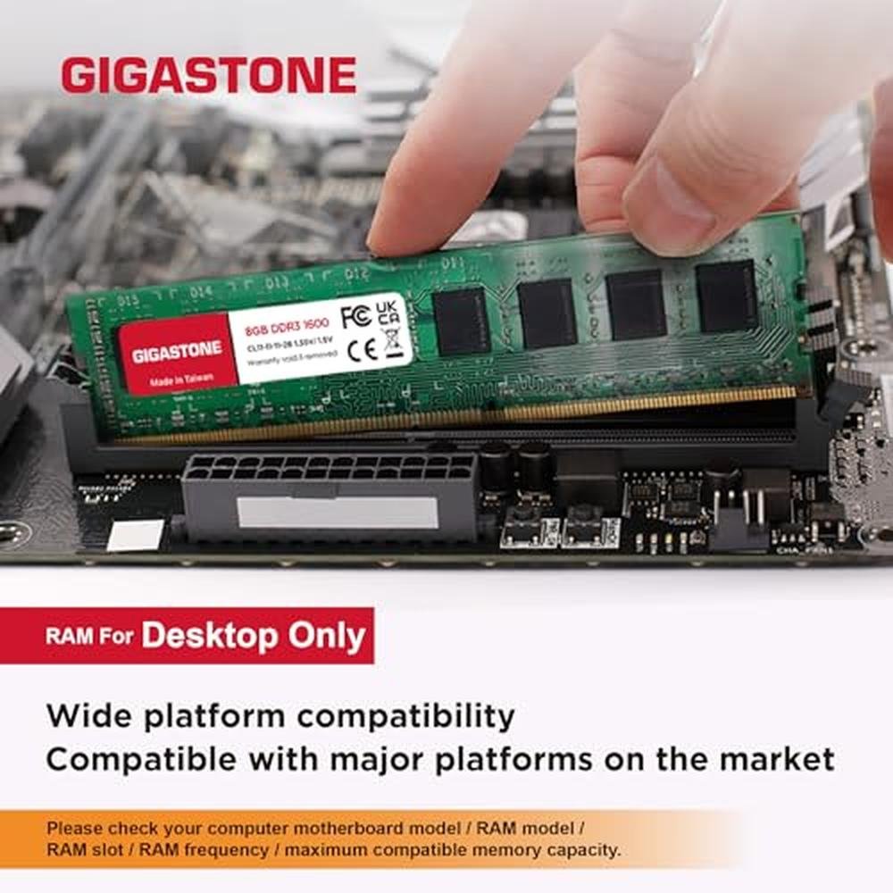 DDR3 PC3: GIGASTONE 128GB Kit 16x8GB DDR3 RAM 1600MHz – Close-up Detail