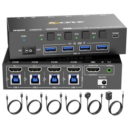 KVM Switch: Camgeet 4 Port USB3.0 8K@60Hz 4K@144Hz – Front View