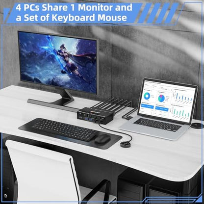 KVM Switch: Camgeet 4 Port USB3.0 8K@60Hz 4K@144Hz – Side View