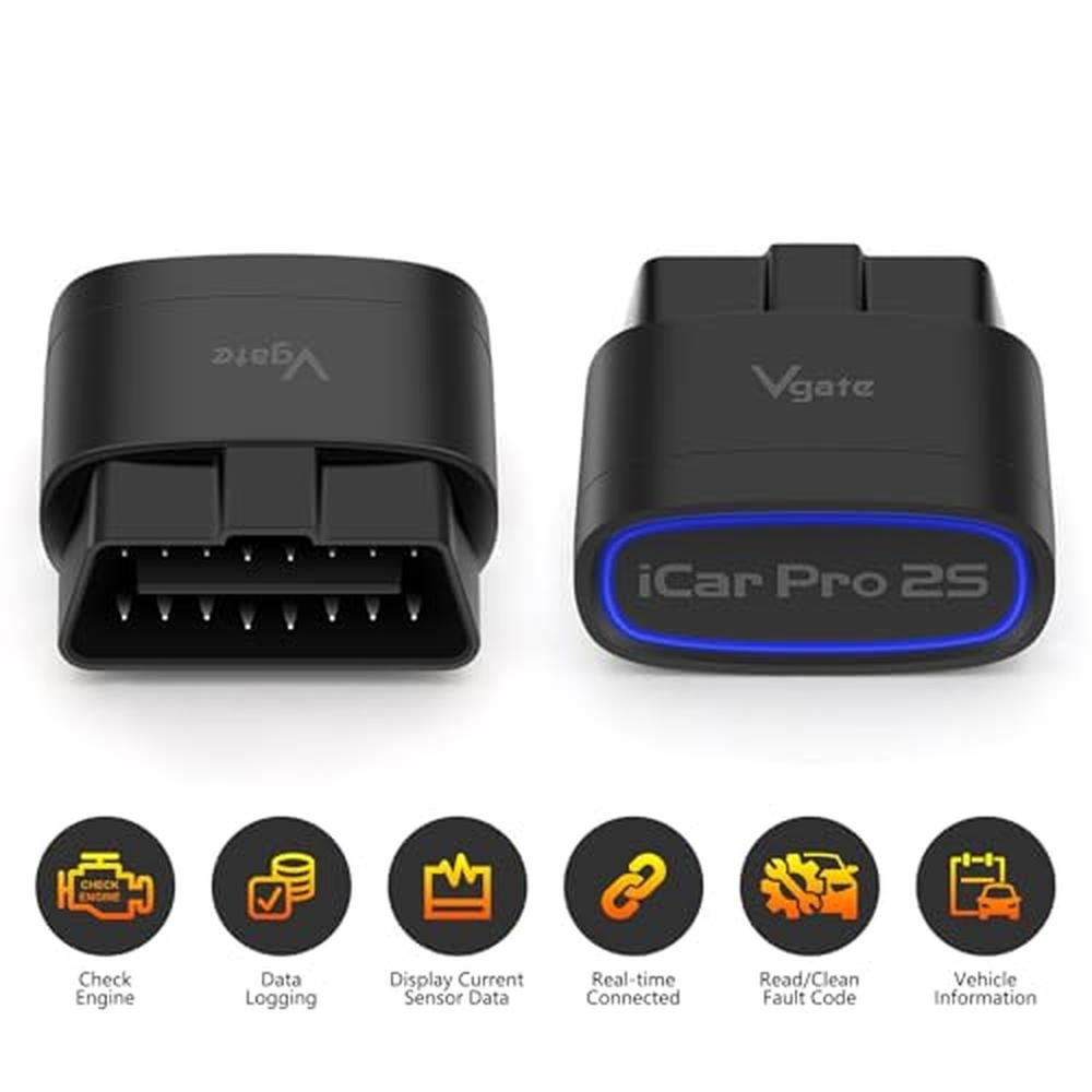 Vgate iCar Pro 2S Bluetooth OBD2 Code Reader BLE 5.2 OBD2 – Side View