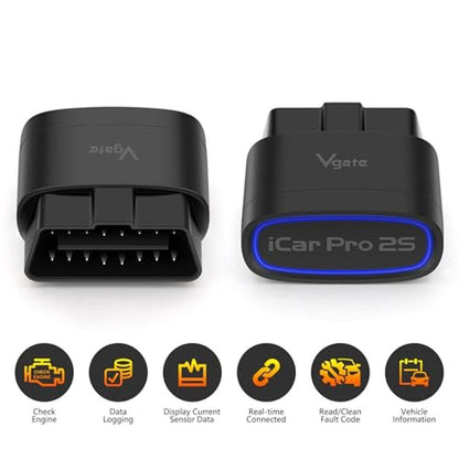 Vgate iCar Pro 2S Bluetooth OBD2 Code Reader BLE 5.2 OBD2 – Side View