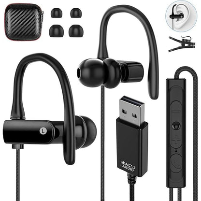ASKUBSKU USB Headset with Microphone for PC 8.2Ft Cord – Front View