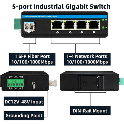 Industrial 4Ports Gigabit SFP Fiber Switch Din Rail Mounted – In Use
