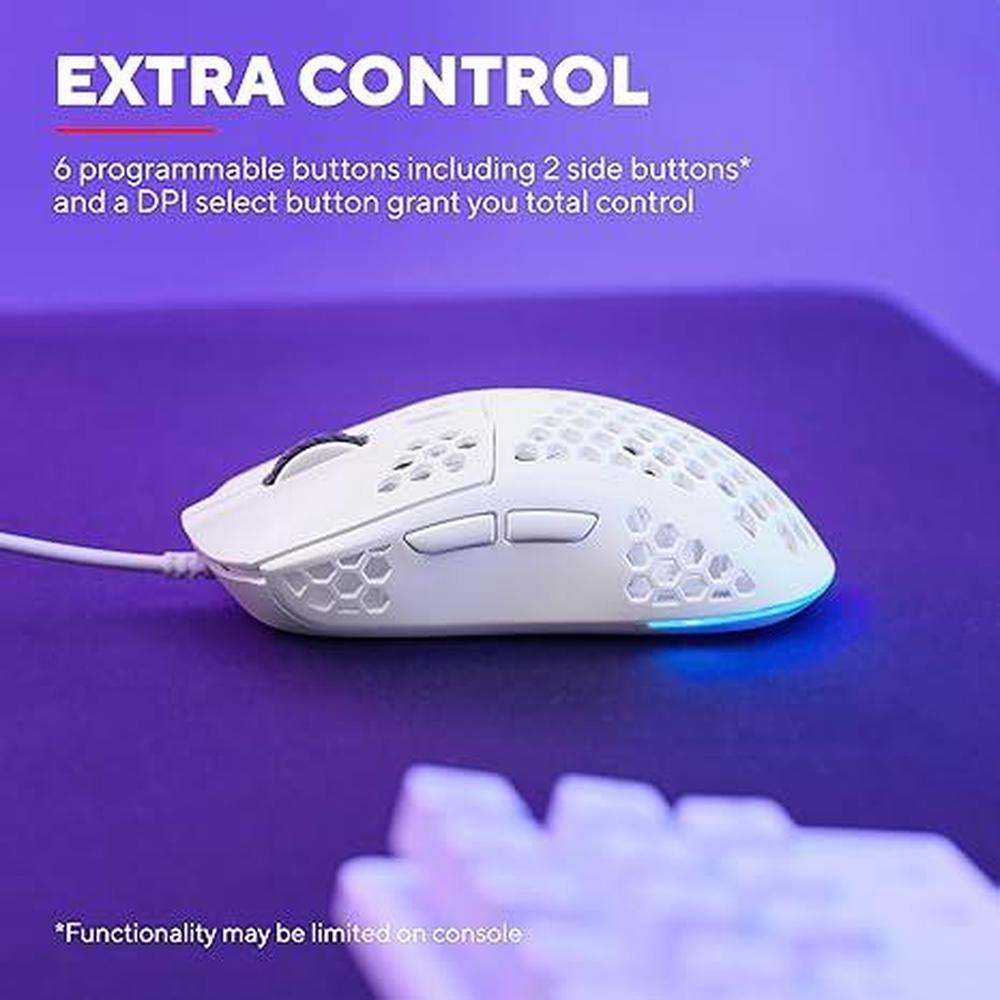 Mouse Gaming: GXT 928W Helox White Superlight USB Wired – In Use