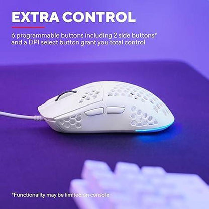 Mouse Gaming: GXT 928W Helox White Superlight USB Wired – In Use